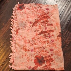 Peter Som Pink and Red Floral Scarf Wrap